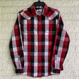 Pearl Snap Button Plaid Western Shirt